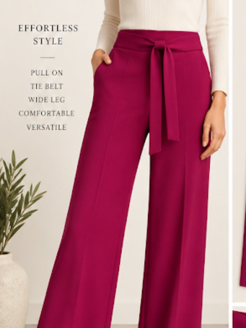 NYCC New York Clothing Co. Fuchsia Wide Leg Tie Waist Pants Size 12